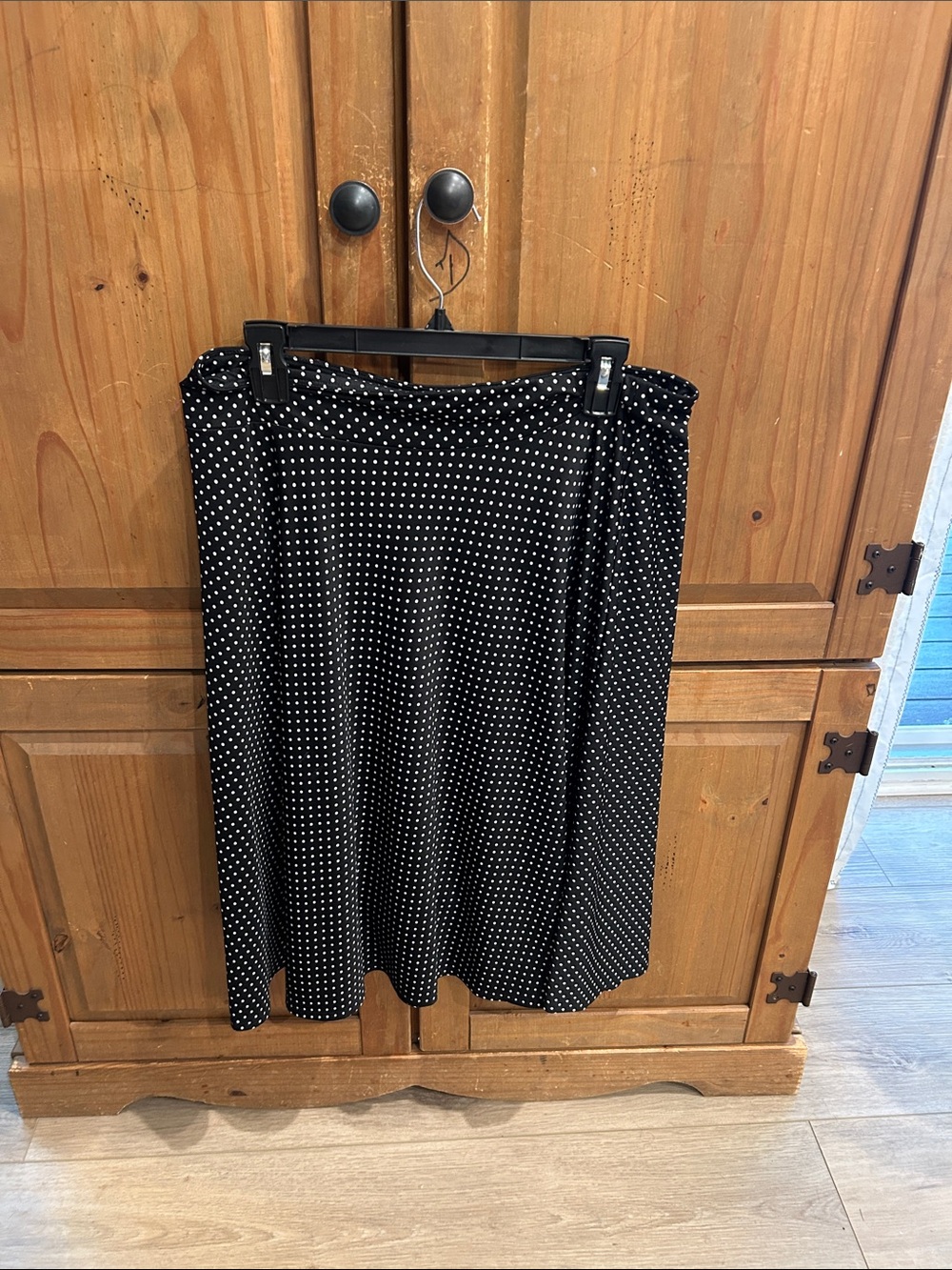 Covington Black Midi Skirt with White Polka Dot Print